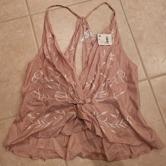 NWT Free People Rose Pink Embroidered Top - Picture 4 of 7